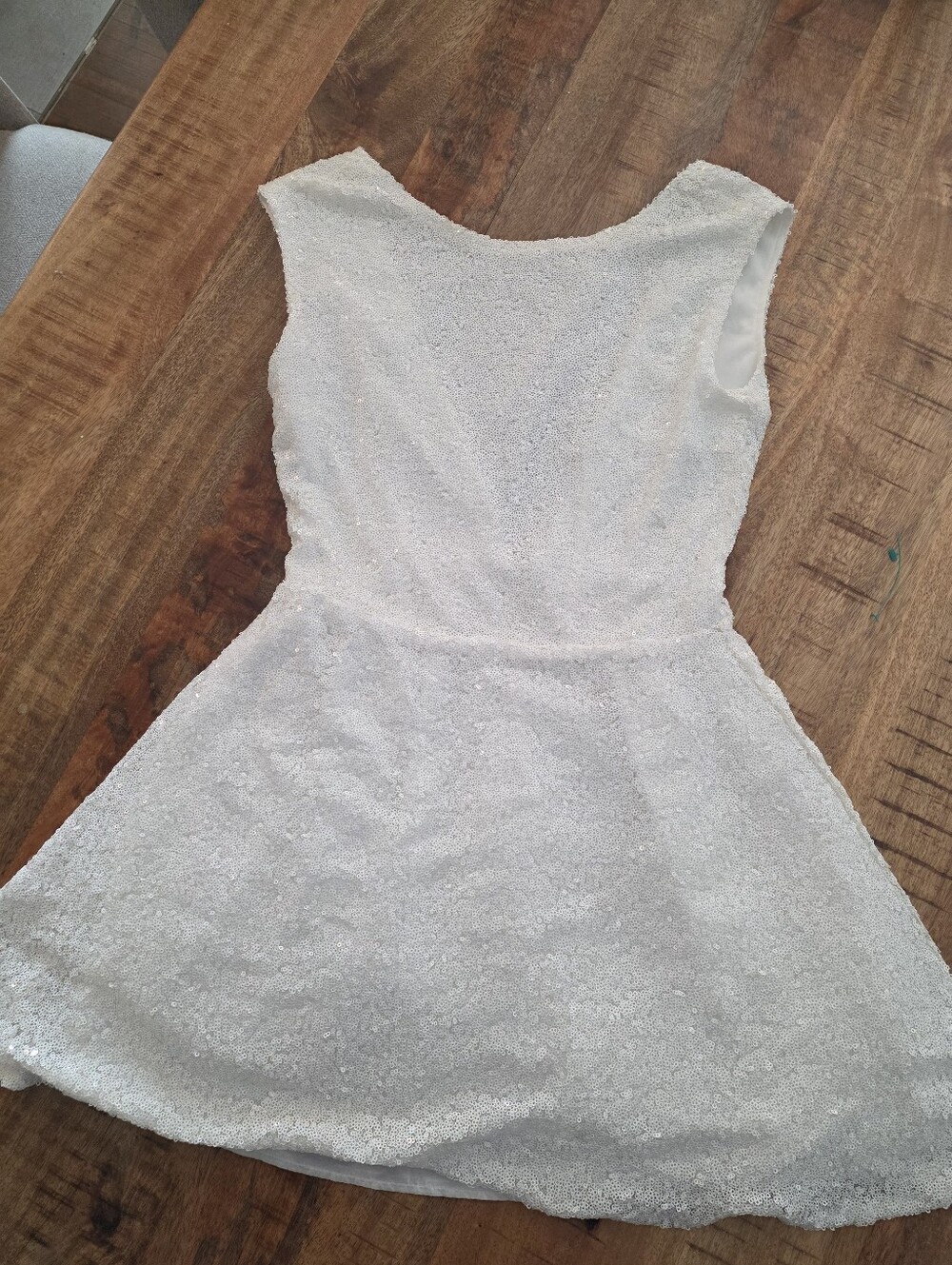 Tobi White Sequin Deep Back Fit-and-Flare Dress